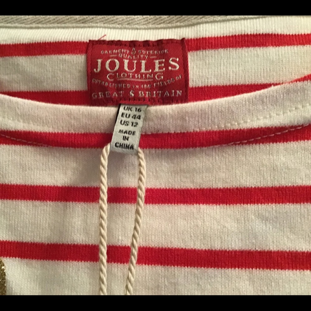 Joules NWT Mrs Claus Sz 12 cotton top red/white
